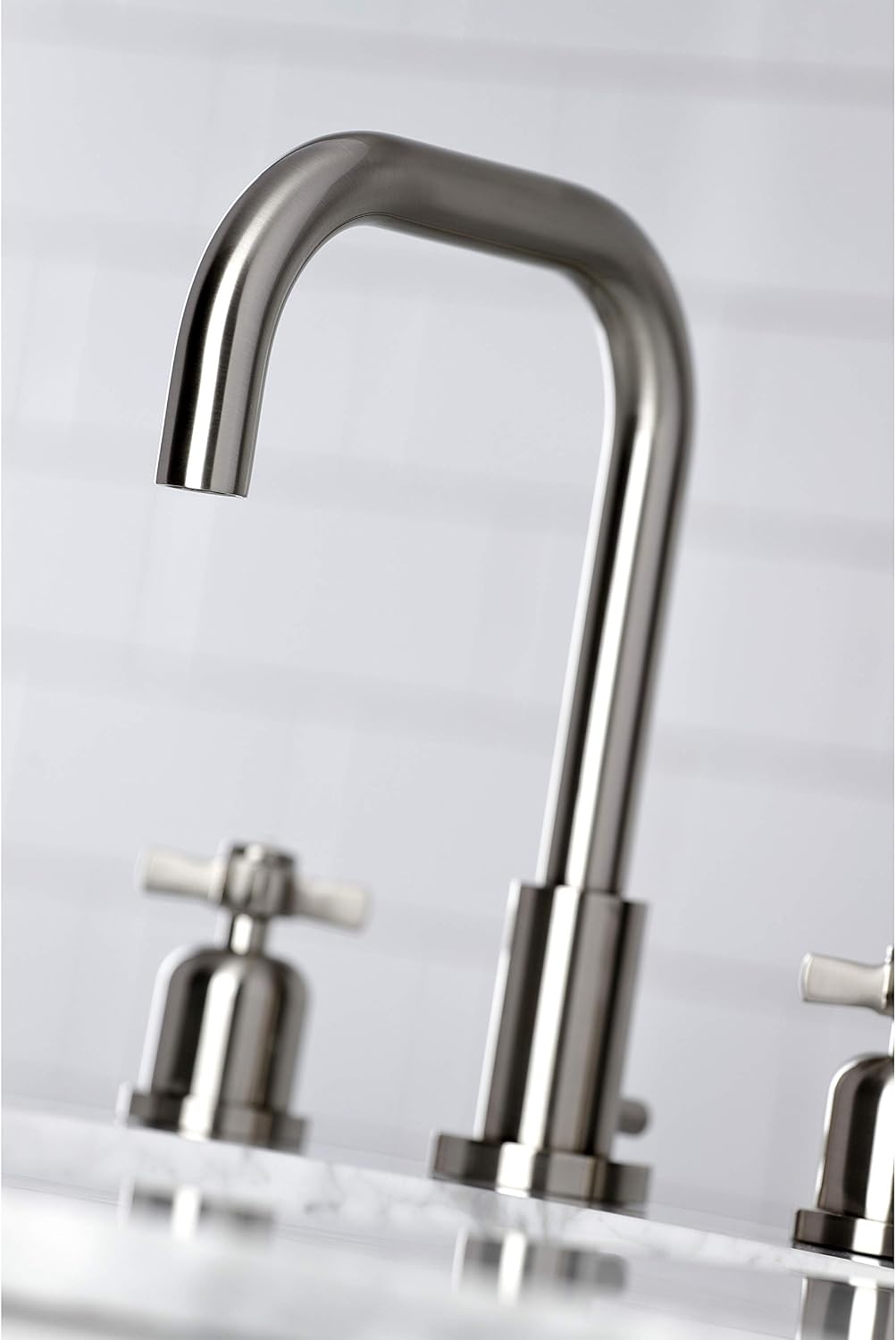 Kingston Brass FSC8938ZX Millennium Widespread Bathroom Faucet with Pop-Up Drain, Brushed Nickel