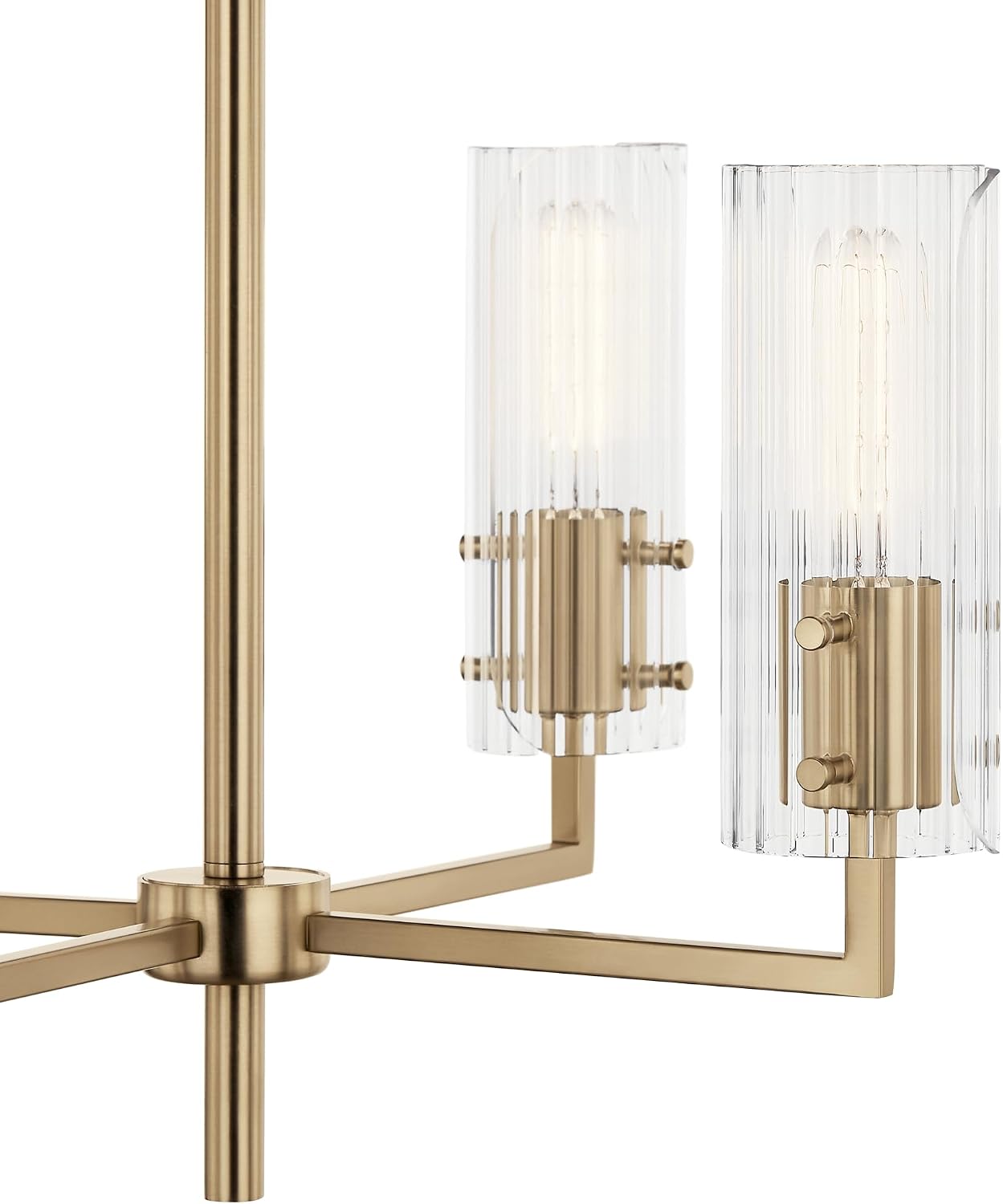 Kichler Velestino 4-Light Chandelier with Ribbed Glass Shades in Champagne Bronze, Modern Dining Room Light Fixture for Foyer, Living Room, Bedroom (20.5' x 19.25'), 52678CPZ