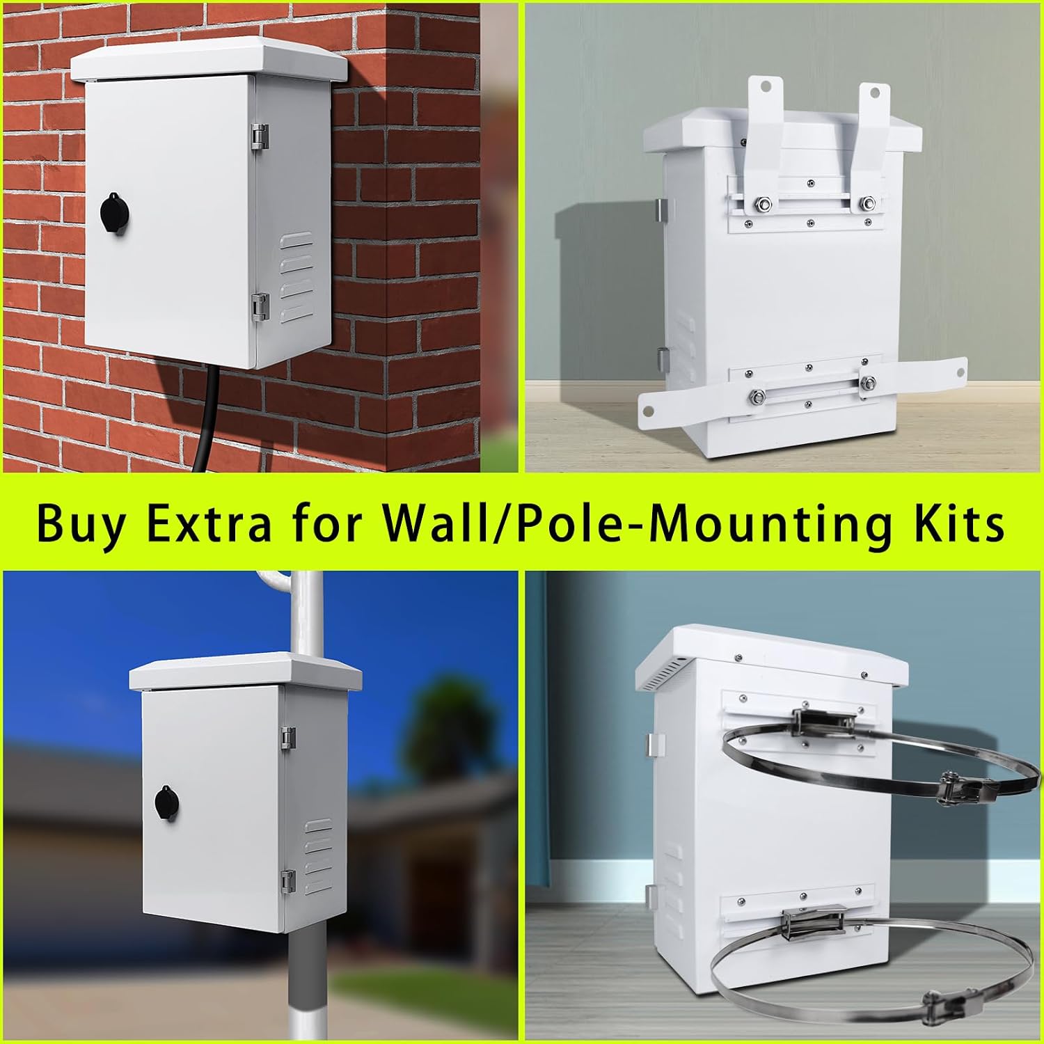 Metal Outdoor Enclosure with Rain Hood Electrical Box Weatherproof WiFi/Network Enclosure Breaker Box with Fan-Vent Design Cable Project Cabinet with Mounting Track Hole in Back 12X16X10