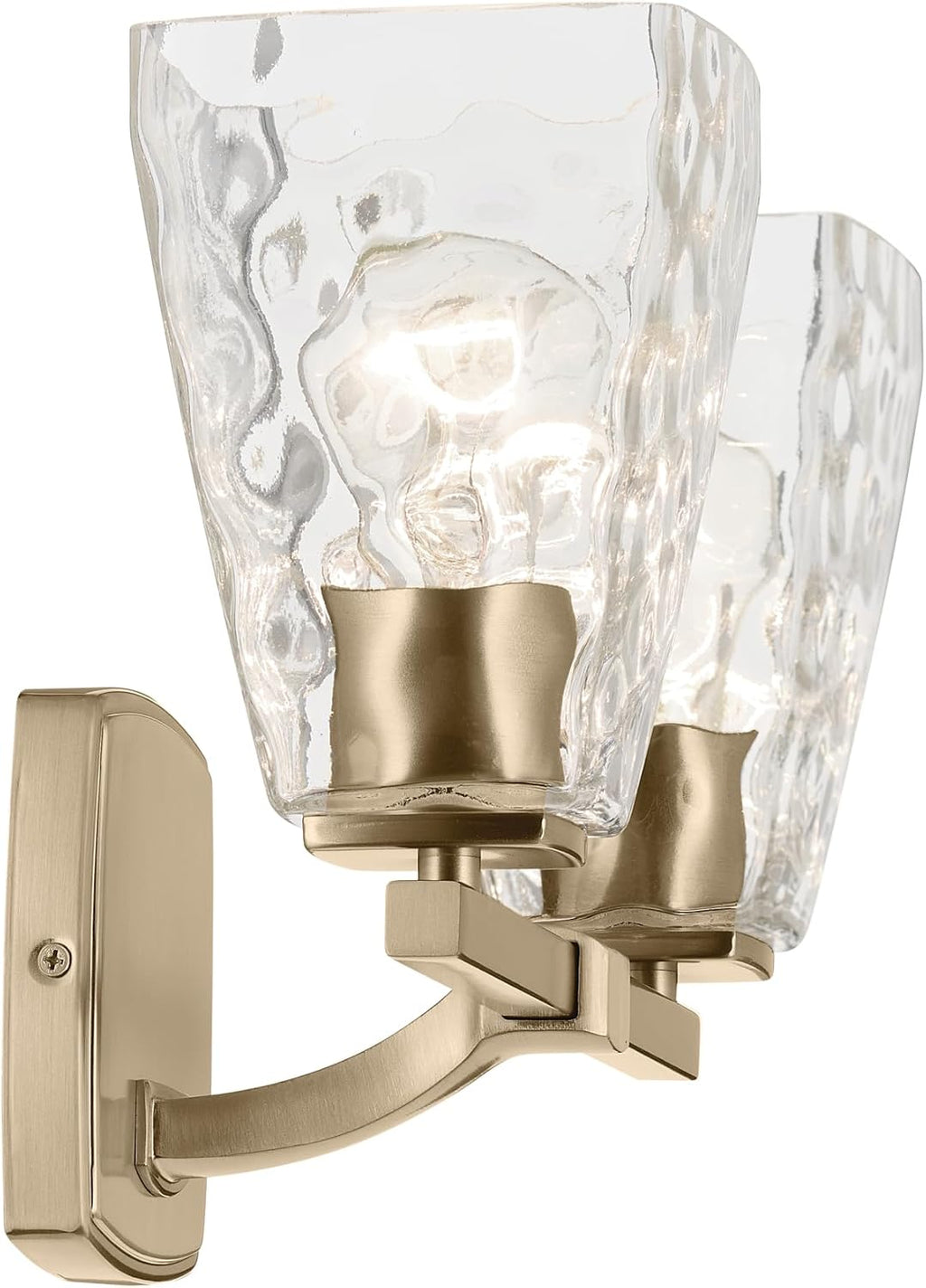 Kichler Marant 14.25' 2-Light Bathroom Vanity Light Fixture with Clear Water Glass in Champagne Bronze for Powder Room Over Mirror (14.25' W x 9.5' H), 55215CPZWTR