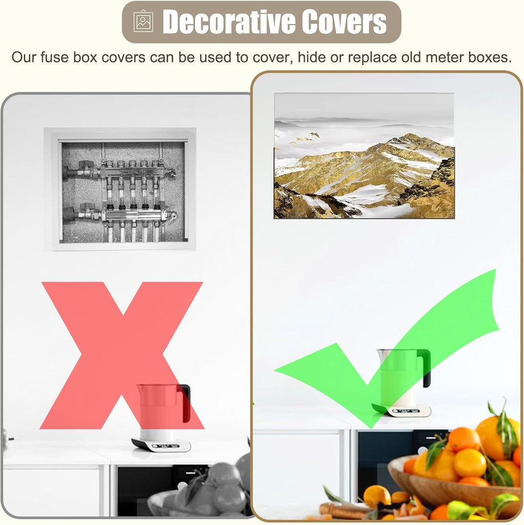 Art Electrical Panel Cover for Hide Wall Meter Box, Replacement Distribution Cover Plate for Fuse Box, Wall Mounted Breaker Box Cover Flip-Top(Style/A,70x50cm(27 1/2x19 3/4'))