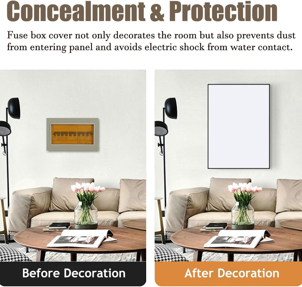 Electrical Panel Cover White Breaker Box Cover with Plastic Frame, Vertical Electrical Panel Covers for House Decoration, Wall Hanging Fuse Box Cover Wall Artative(WXL-60 x 80CM-23.6 x 31.5)