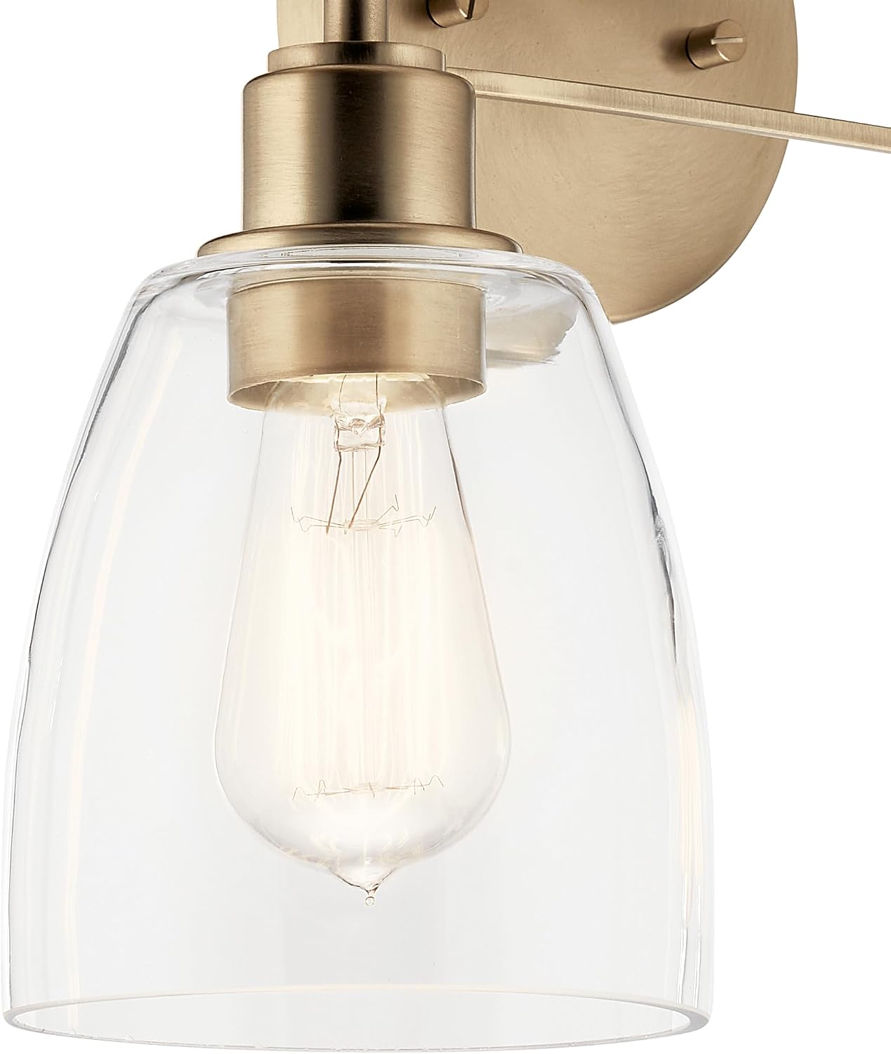 Kichler Meller 2-Light Bathroom Vanity Light Fixture with Clear Glass Shades, Industrial Wall Sconce in Champagne Bronze for Bathroom Mirror (11.25' x 5.5' x 7'), 55101CPZ