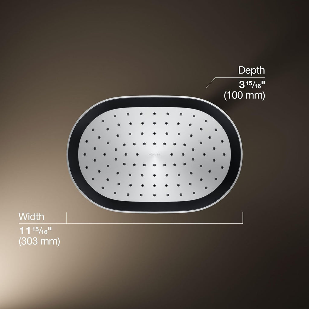 Kohler 26293-CP Statement® Oblong 12' single-function rainhead, 2.5 gpm, Polished Chrome