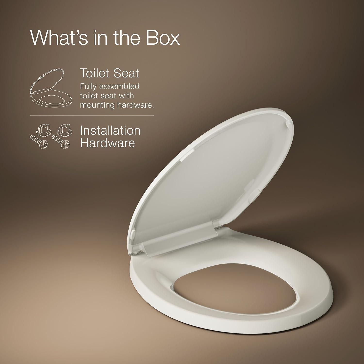 KOHLER K-4662-47 Lustra with Quick Release Hinges Round-Front Toilet Seat, Almond