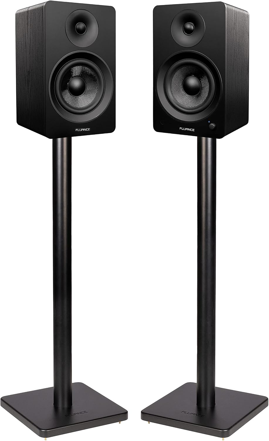 Fluance Ai61 Powered 2-Way 2.0 Stereo Bookshelf Speakers with Speaker Stands 6.5' Drivers 120W Amplifier for Turntable Bluetooth 5 Wireless Music Streaming - RCA Optical USB & Sub Out (Black Ash)