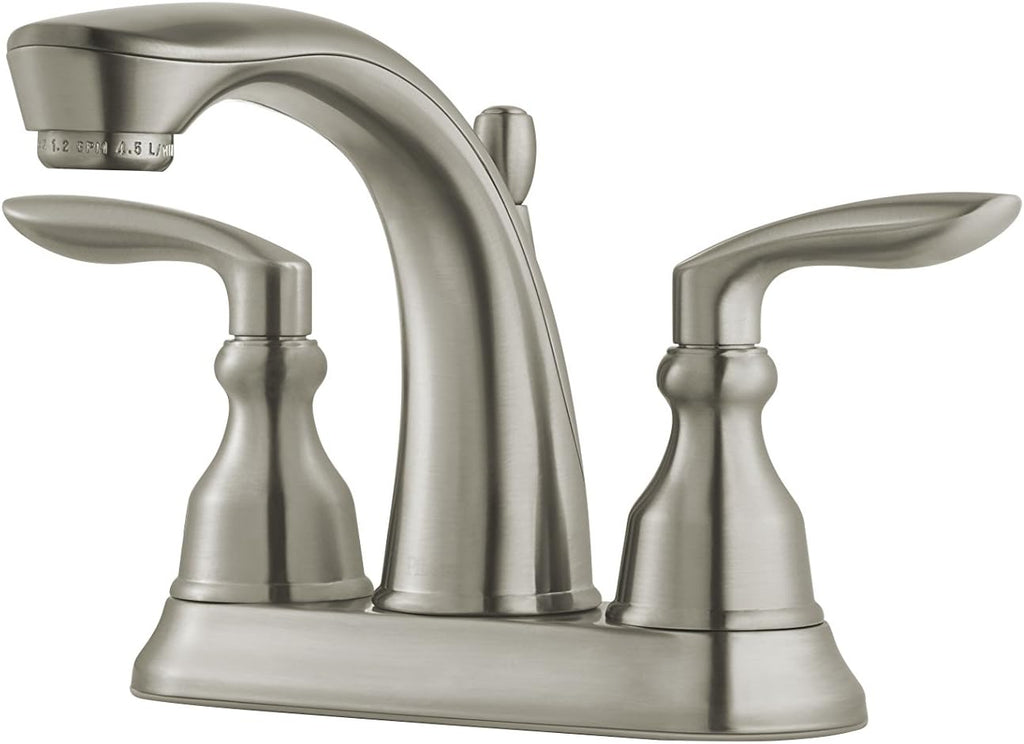 Pfister Avalon 2-Handle Centerset Bathroom Sink Faucet with 3-Hole Installation and Brushed Nickel Finish for Vanity Countertop Mounting and Decorative Deckplate LG48CB1K