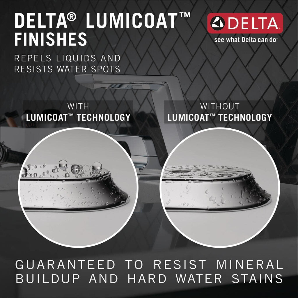 Delta Faucet Galeon Chrome Widespread Bathroom Faucet 3 Hole, Chrome Bathroom Faucet for Bathroom Sink, Bathroom Sink Faucet with Diamond Seal Technology, Lumicoat Chrome 3571-PR-MPU-DST