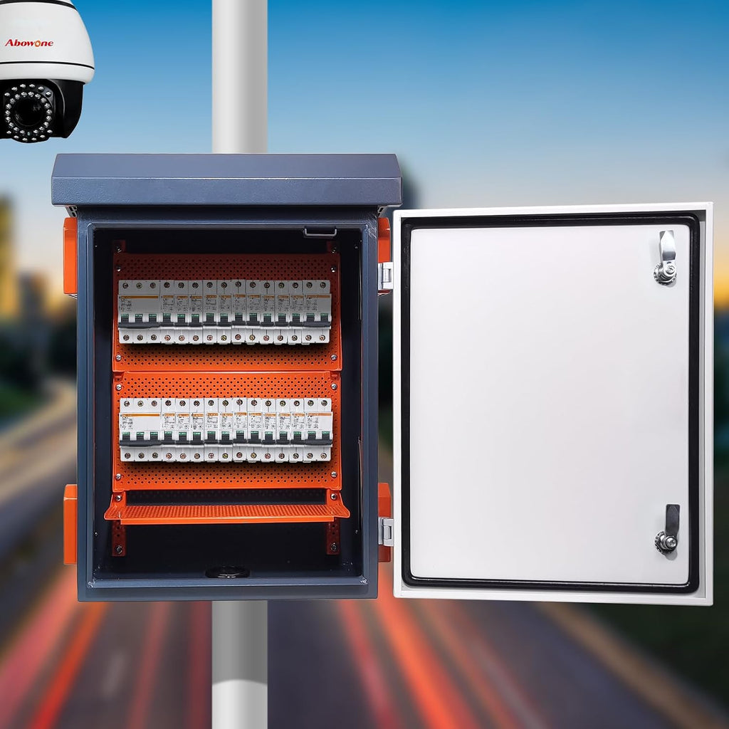 Outdoor Electrical Box Nema Enclosure - 19.7*23.6*11.8' Universal IP Weatherproof Equipment Box,Galvanized Plate Electrical Enclosure,with Removable Mounting Plate and Muffin Fan Vent(50 * 60 * 30cm)