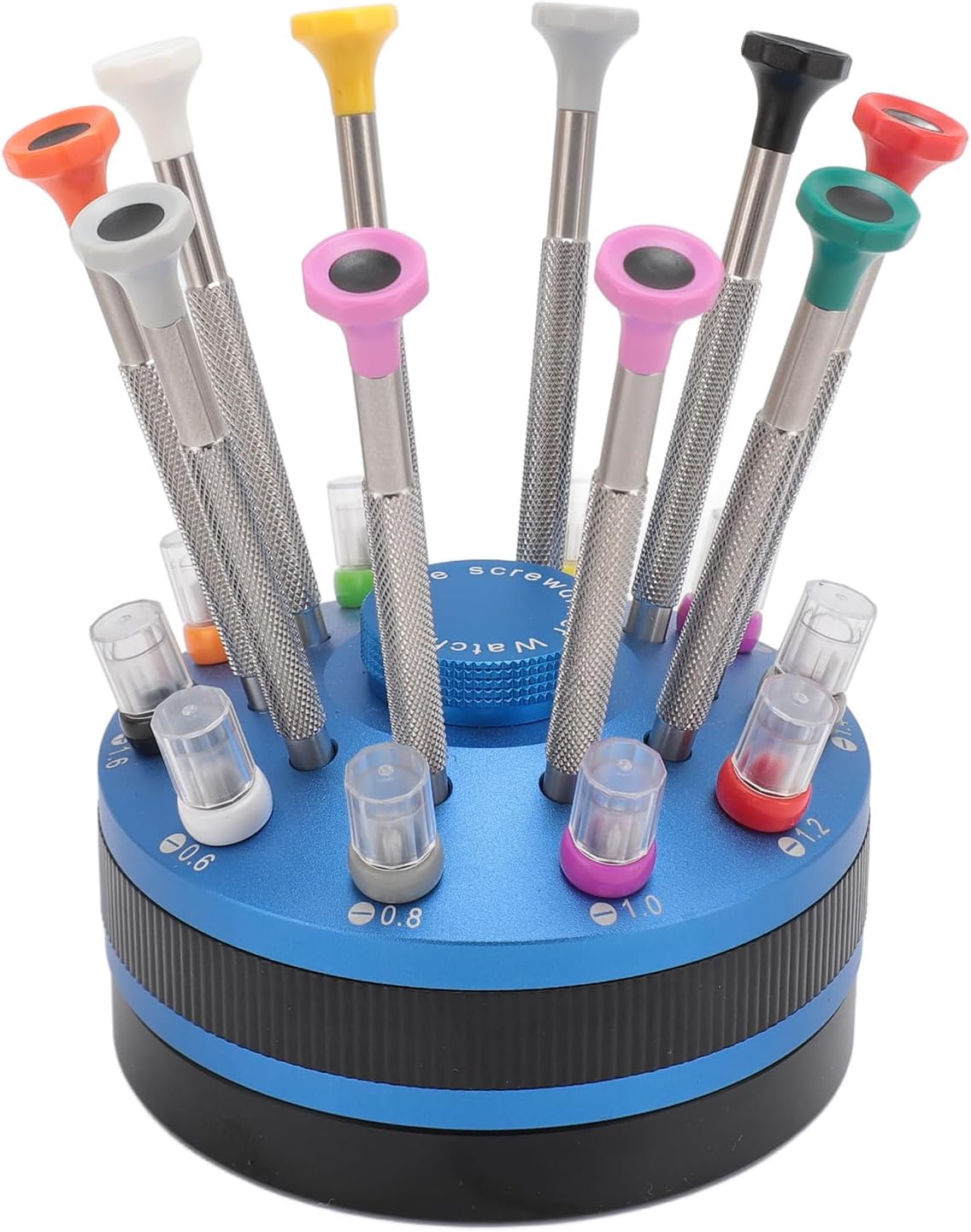 10pcs Watchmaker Screwdriver Set with 20 Extra Replace Heads, Precision Screwdriver Kit for Jewelers, Different Sizes Flat and Cross Heads for Watch Repair, Eyeglasses, Jewelry Mak (Blue)