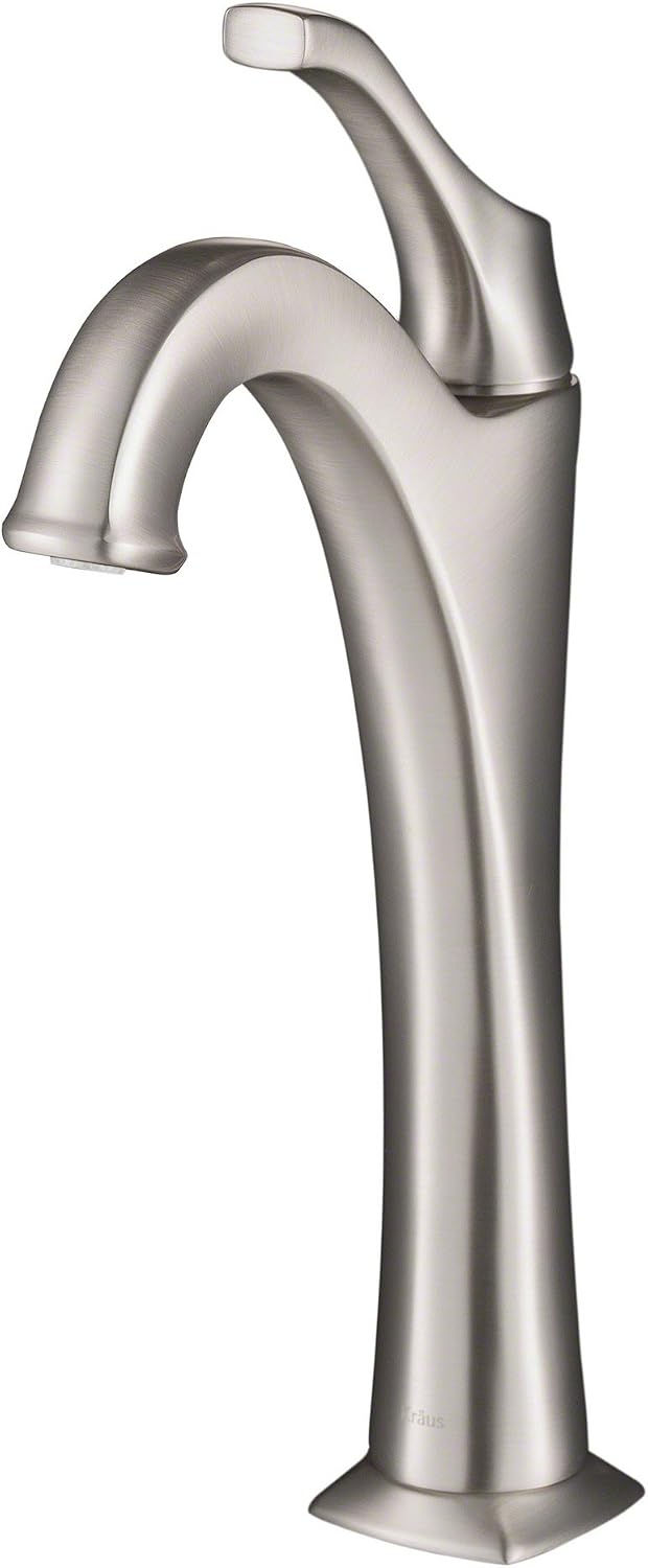 KRAUS KVF-1200SFS Arlo Single Handle Vessel Bathroom Faucet with Pop Up Drain, Spot-Free All-Brite Brushed Nickel (2 Pack)