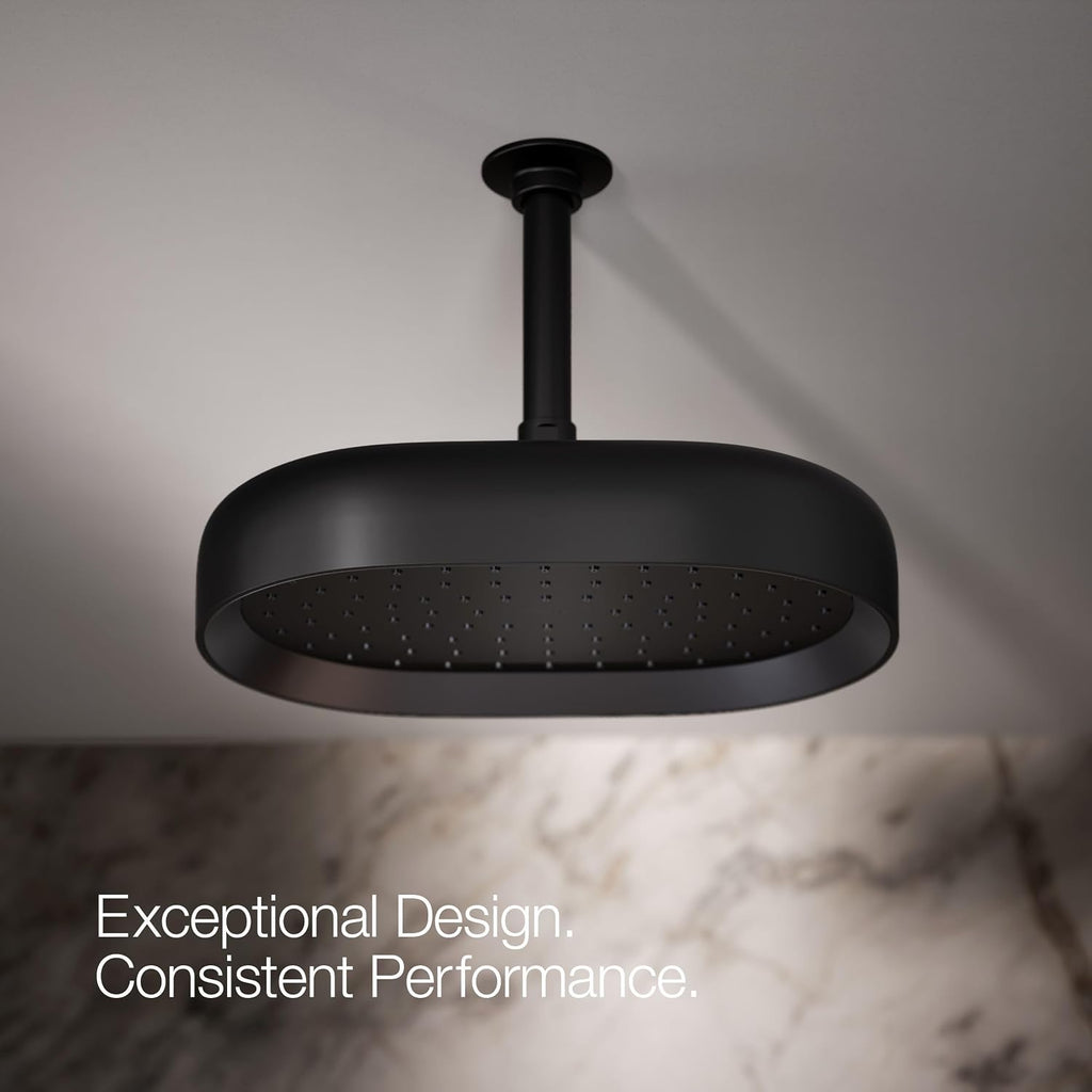 Kohler 26293-BL Statement® Oblong 12' single-function rainhead, 2.5 gpm, Matte Black