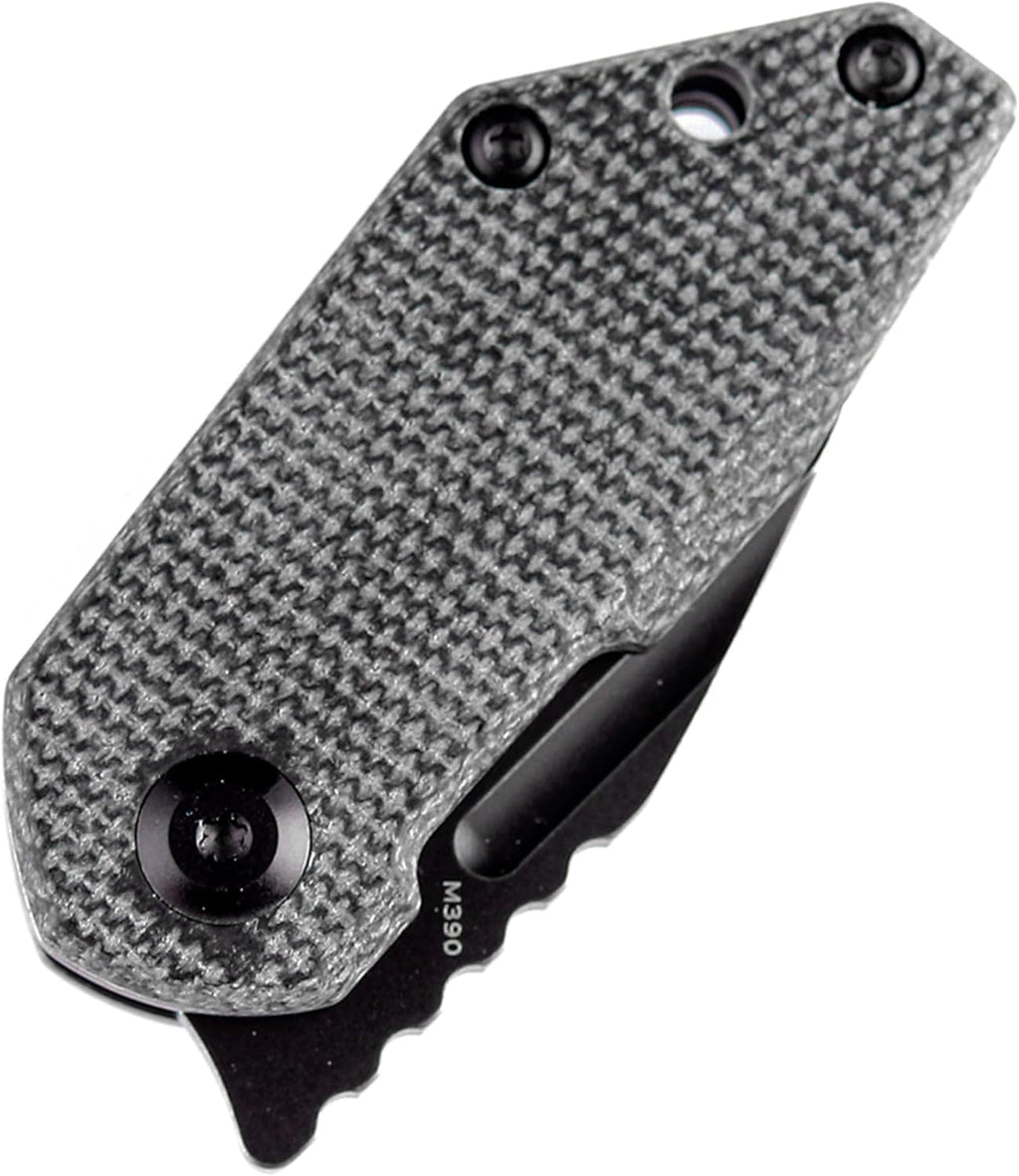 KANSEPT RIO Mini Pocket Folding Knives EDC Camping Folding Knife 1.56'' Black Stonewashed M390 Blade Pocket EDC Knife with Black Micarta Handle Everyday Carry K3044A3