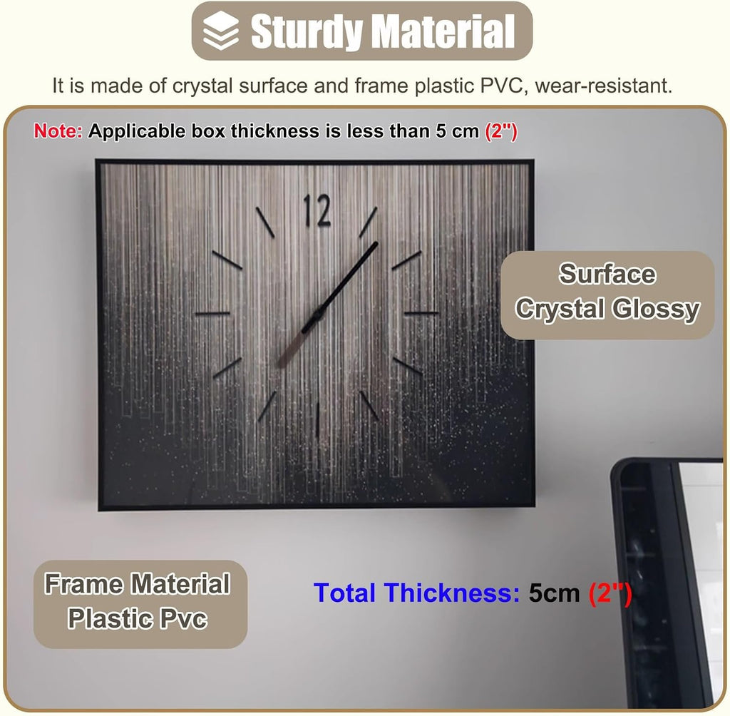 Decorative Breaker Box Cover with Clock, Horizontal Electrical Panel Cover Plate for Replacement/Hide, Circuit Distribution Protection Box for Hotel(ligjt Grey,60x45cm(23 5/8x17 3/4in))