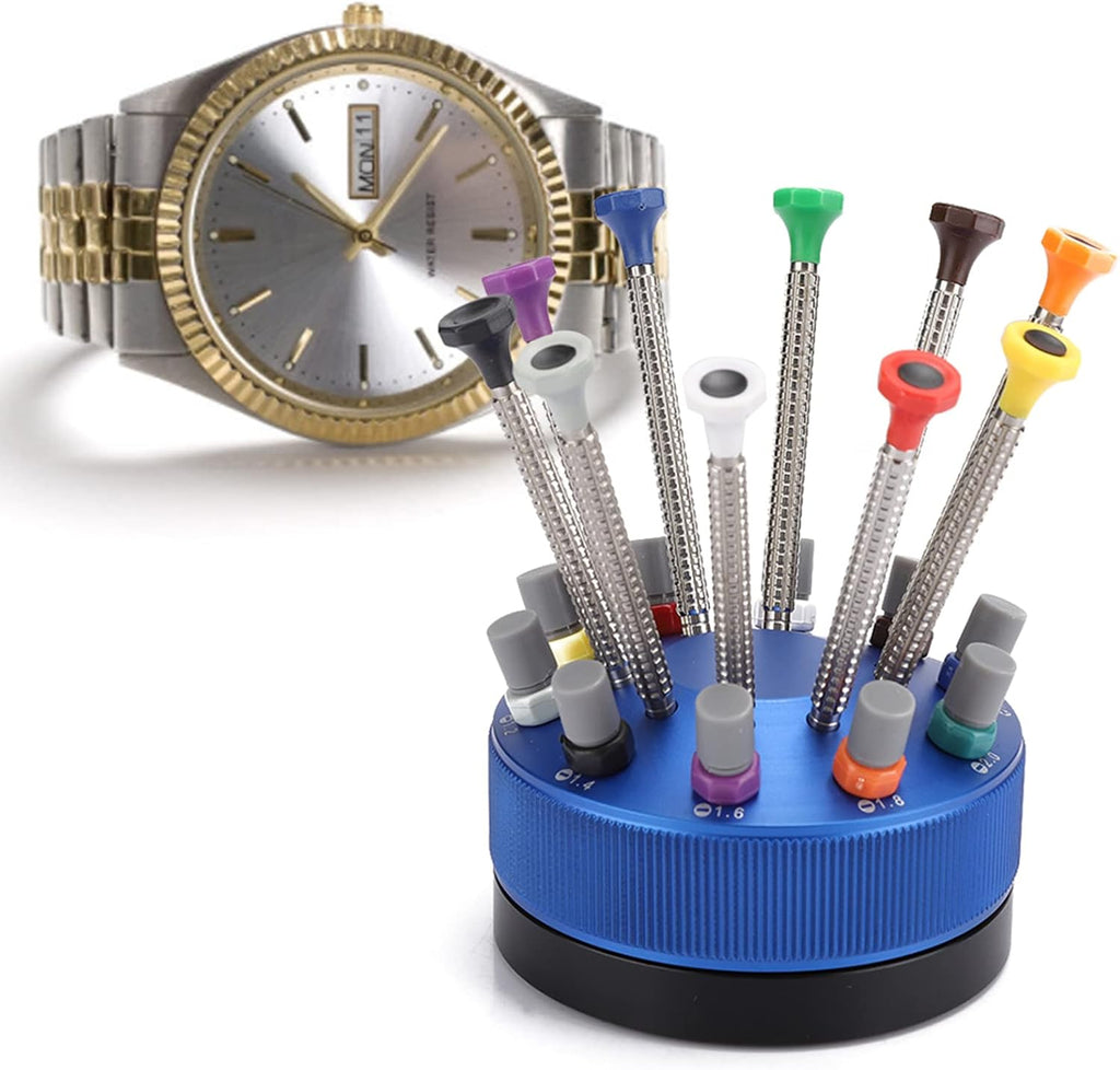 Professional Watch Screwdriver Kit, Watch Repair Tool Set, 10 - Piece Precision Watchmakers Screwdrivers with Interchangeable Heads for Watch Back Case Opening and Battery Replacem