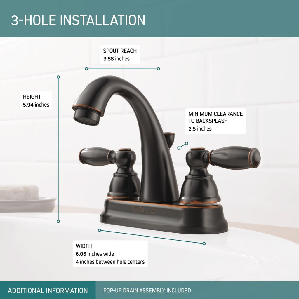 Peerless CO P299696LF-OB ORB 2Hand Lav Bathroom Faucet, Oil Rubbed Bronze