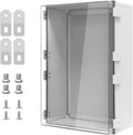 Electrical Box, IP65 Waterproof Dustproof ABS Plastic Enclosure, Outdoor and Indoor Project Box Hinged Clear Cover with Mounting Plate Wall Brackets,Outer Dimension 23.6'x 15.7' x 8.7', Grey