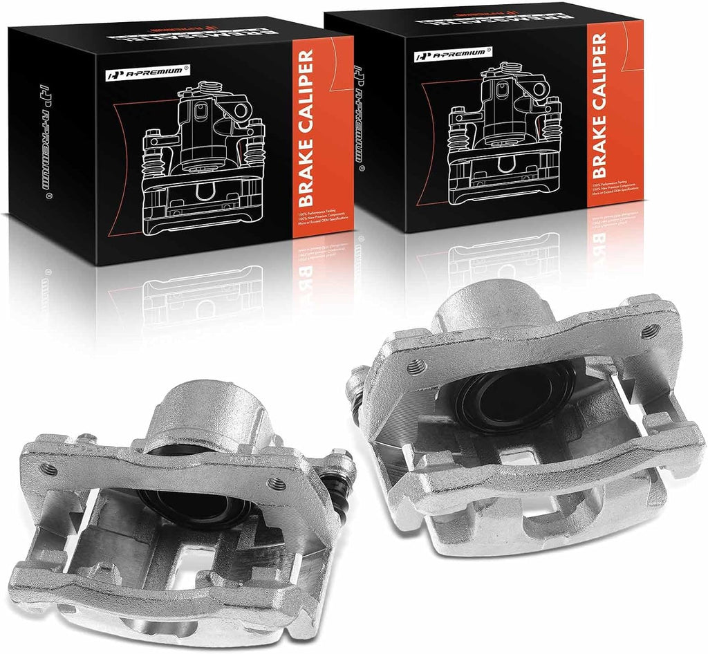 A-Premium Disc Brake Caliper Assembly with Bracket Compatible with Select Chrysler and Dodge Models - Neon 2003-2005, PT Cruiser 2003-2009, 2.4L - Front Driver and Passenger, 2-PC Set
