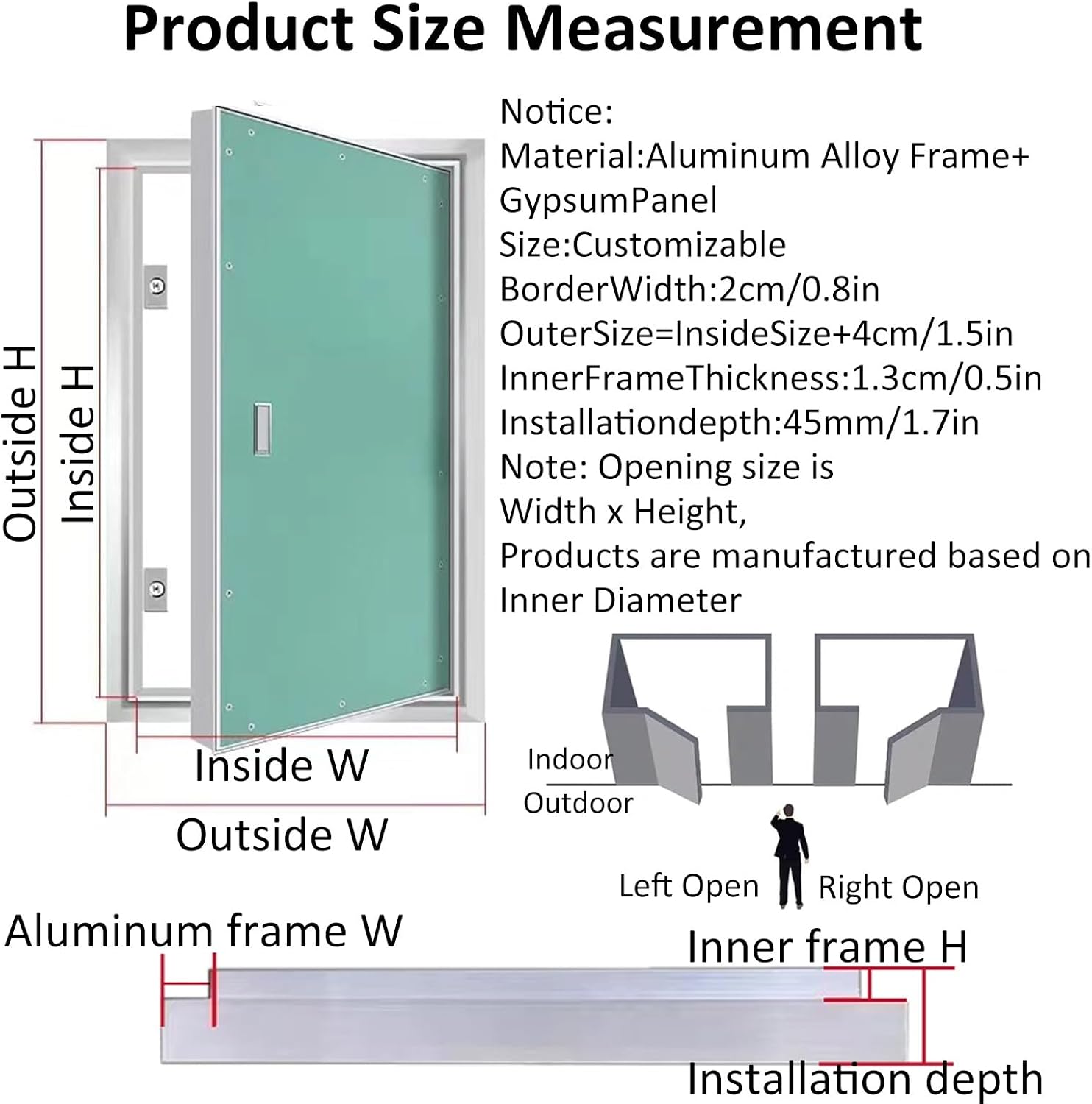 Drywall Access Panel - 32x32 Inch Hidden Inspection Door for Electrical, Plumbing & - 120° Opening, Durable Maintenance Door for Seamless Access