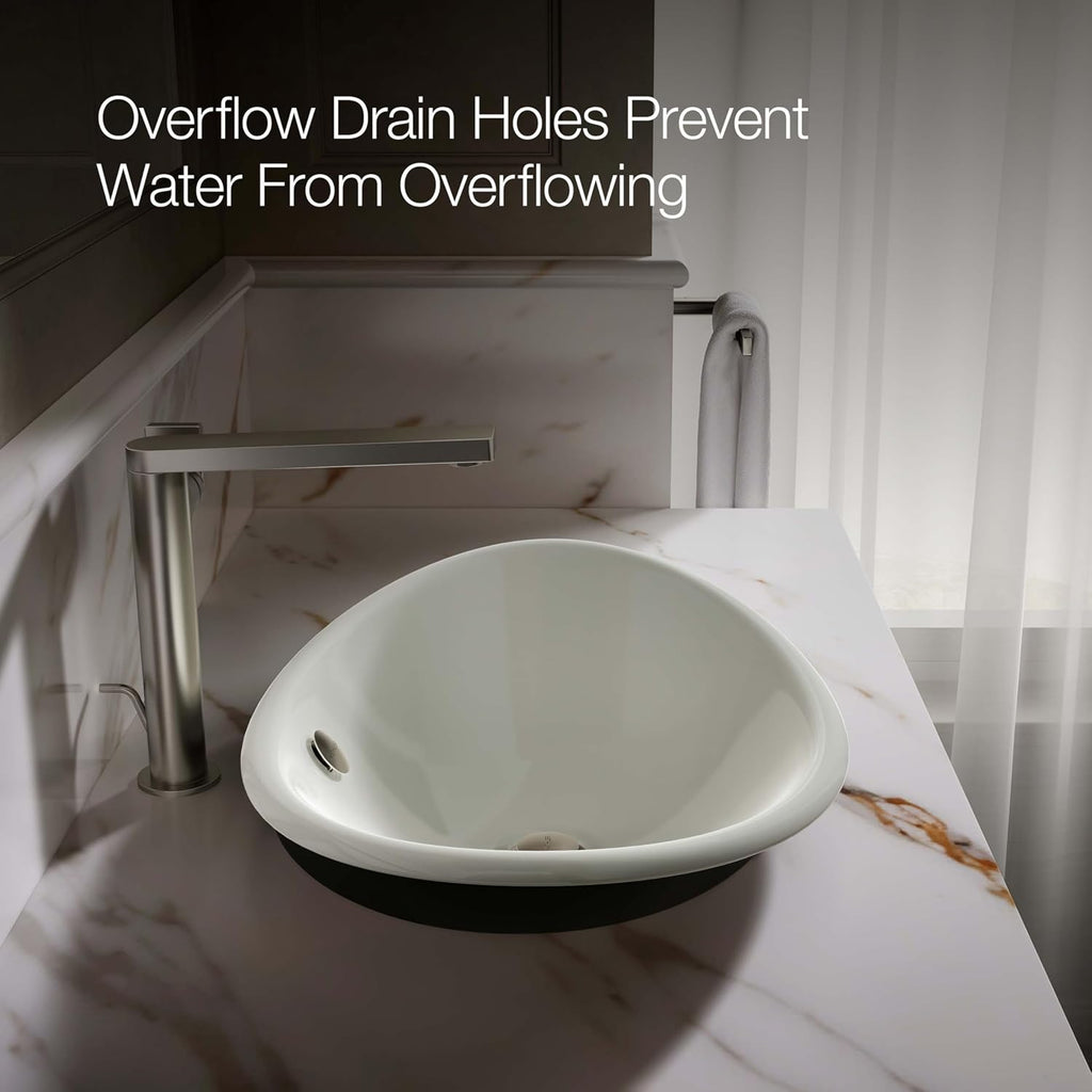 KOHLER K-5403-P5-NY Iron Plains Wading Pool Oval Bathroom Sink with Iron Black Painted Underside, Dune