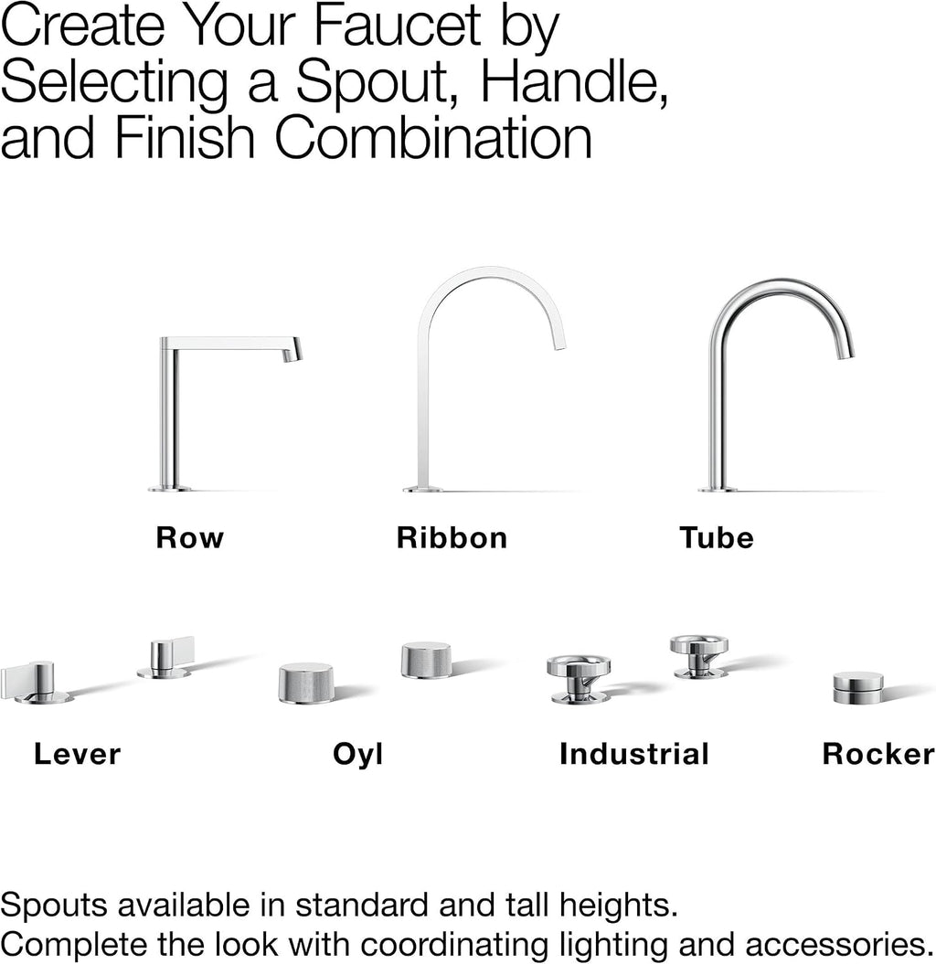 KOHLER K-23887-CP Components® Bathroom Sink Faucet Spout, Row Design, 1.2 GPM, Premium Durable Metal, Corrosion Resistant, Polished Chrome
