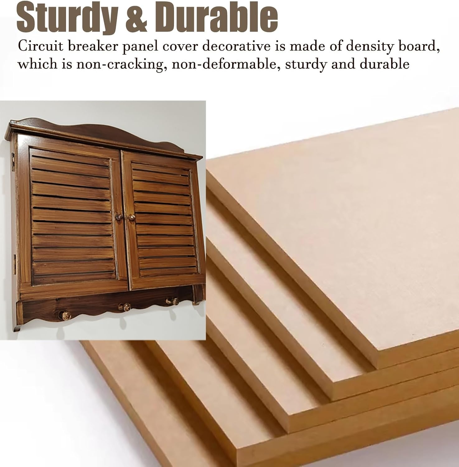 Electrical Panel Cover Wall Mounted Cabinet for Electric Meter Box, Vent Wood Breaker Box Cover, Creative Fuse Box Covers with Hooks, Decorative Distribution Cover(Dark brown,33x42CM-13x16.5')