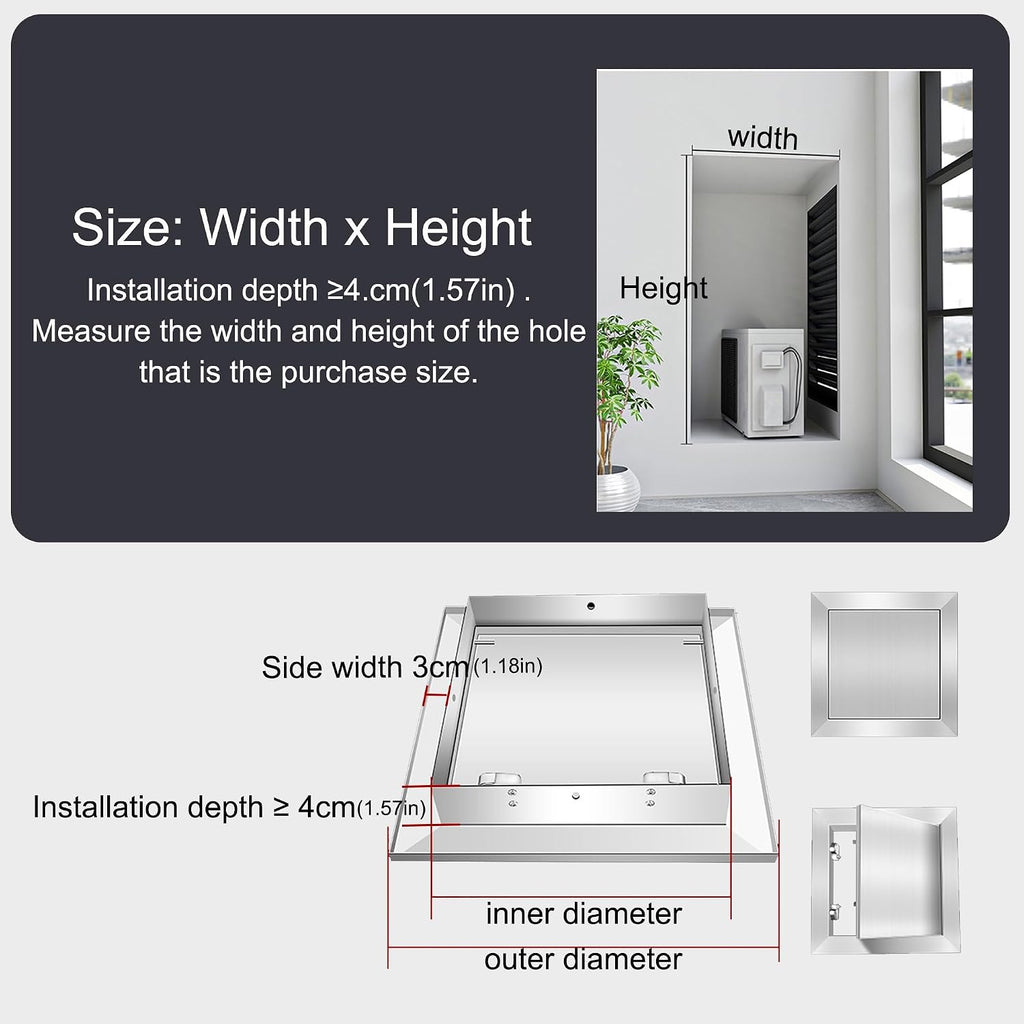Stainless Steel Access Panel - 10x10in Outdoor Kitchen Access Door for BBQ Pit, Perfect for Drywall, Plumbing, Electrical, Weather-Resistant & Durable Access Solution