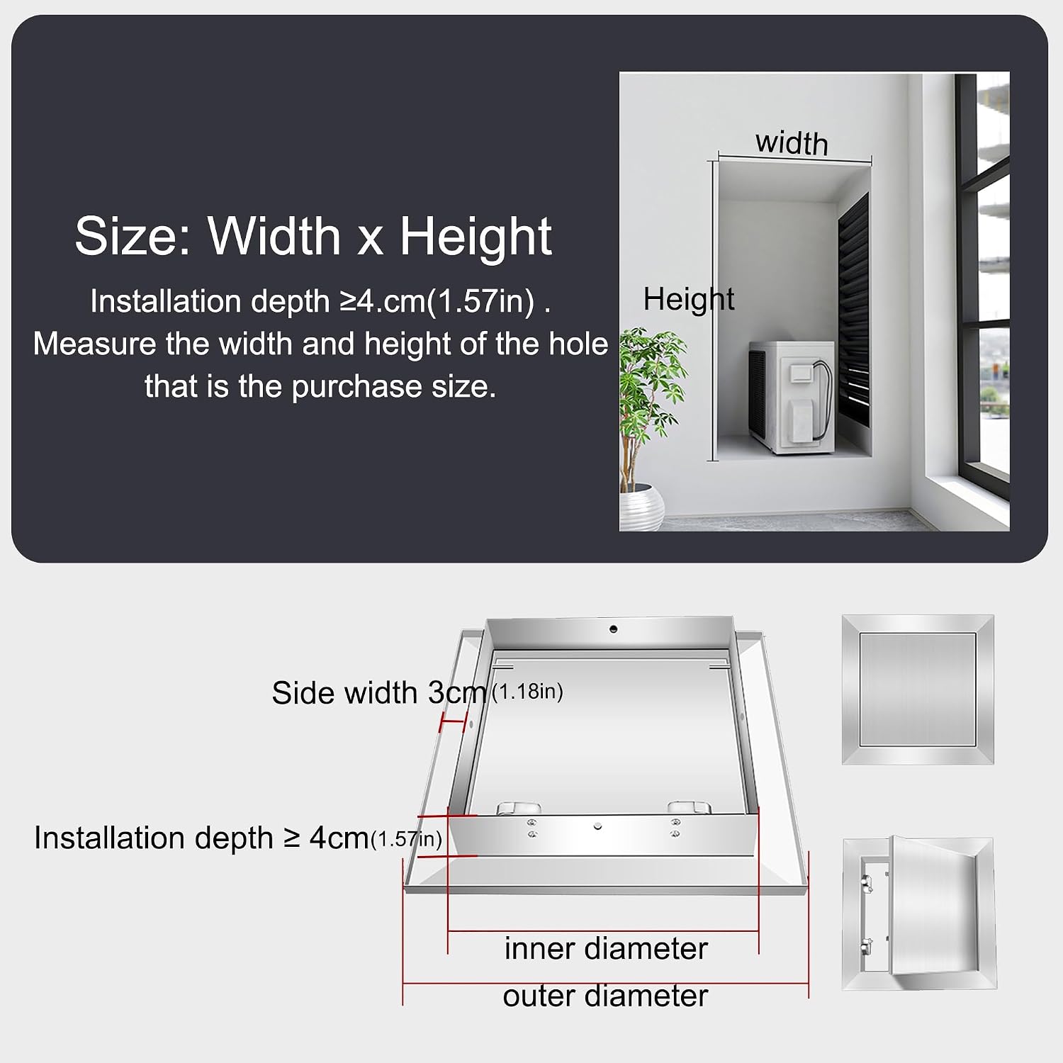 Stainless Steel Access Panel - 10x10in Outdoor Kitchen Access Door for BBQ Pit, Perfect for Drywall, Plumbing, Electrical, Weather-Resistant & Durable Access Solution