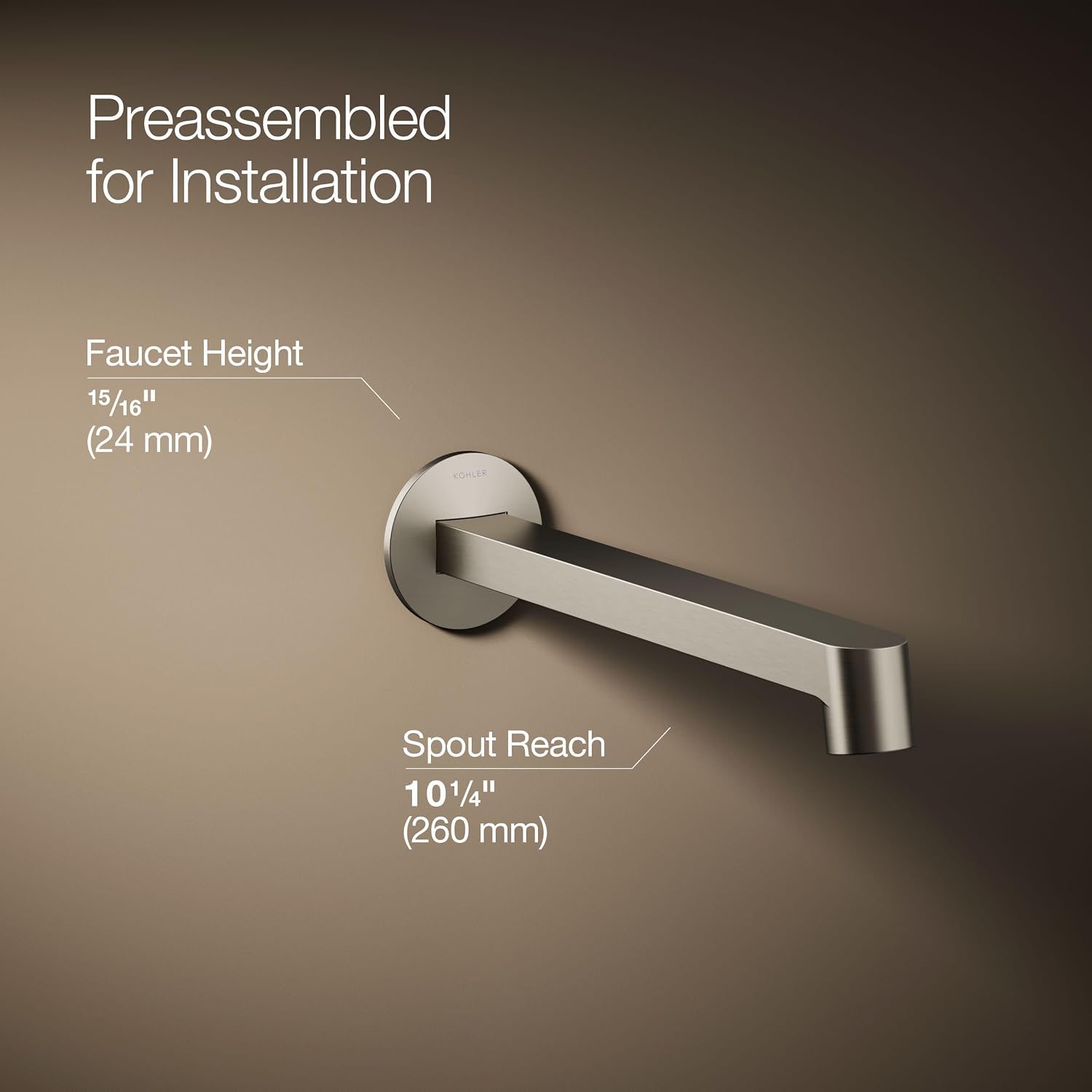 KOHLER Components Wall-Mount Bathroom Sink Faucet Spout With Row Design 1.2 GPM