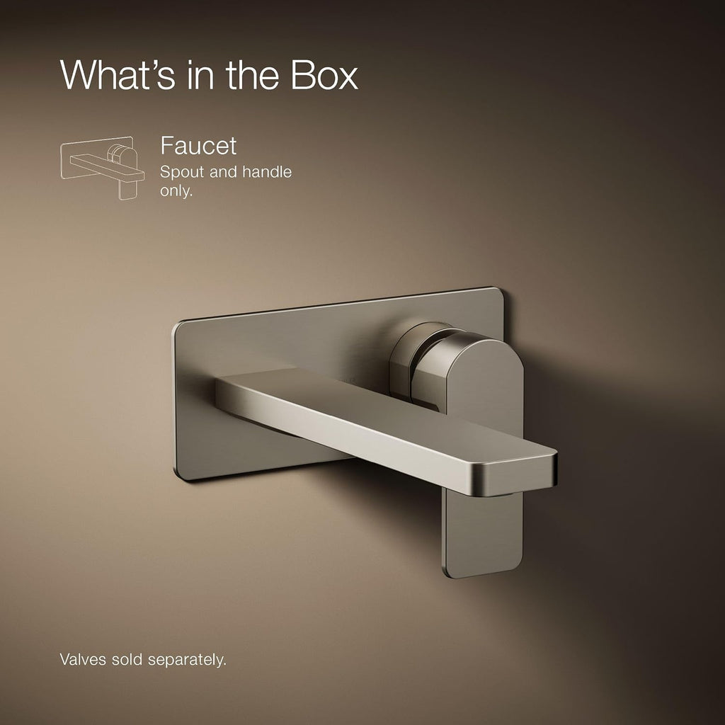 Kohler 22567-4-BN Parallel® Wall-Mount Single-Handle Bathroom Sink Faucet, 1.2 gpm, Vibrant Brushed Nickel