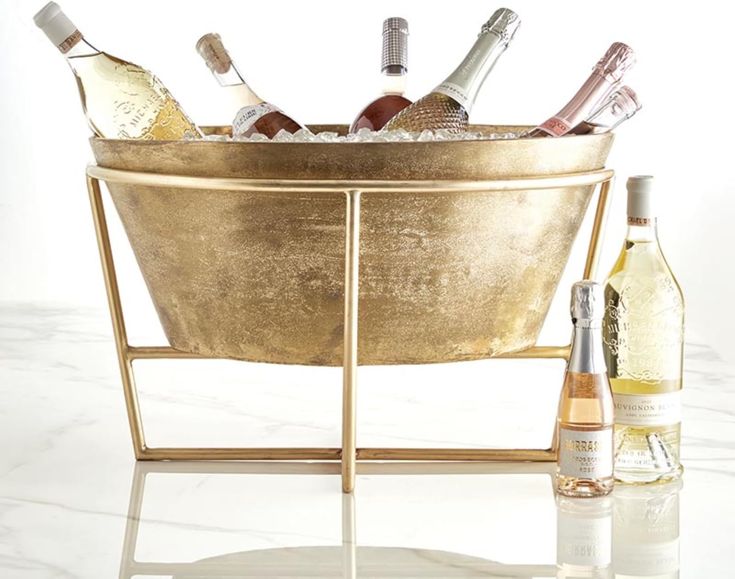 Santa Barbara Design Studio Champagne Buckets - Aluminum Ice Bucket/Tub with Removable Stand, Large, Gold