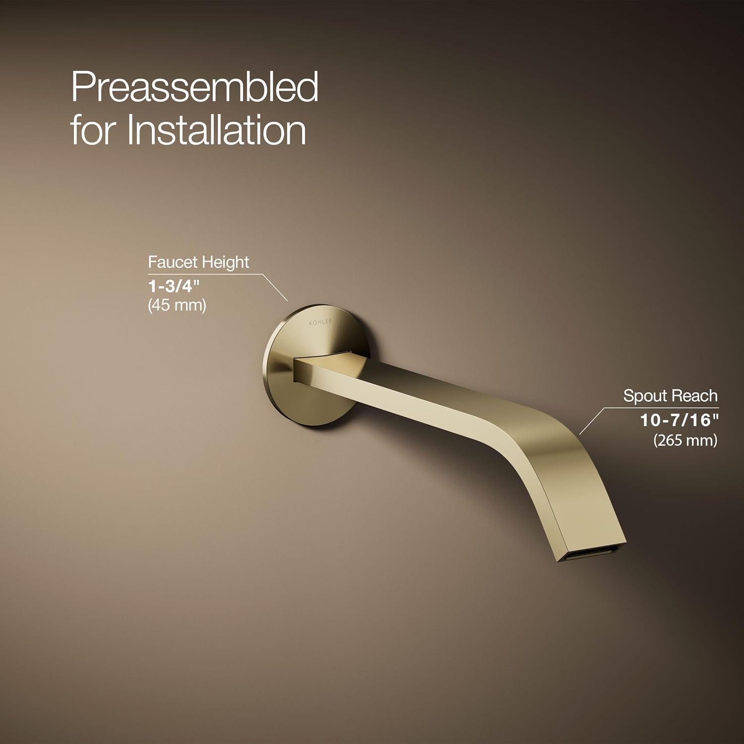 KOHLER K- T23888-AF COMPONENTS® WM LAV SPOUT TRIM - RIBBON, Vibrant French Gold