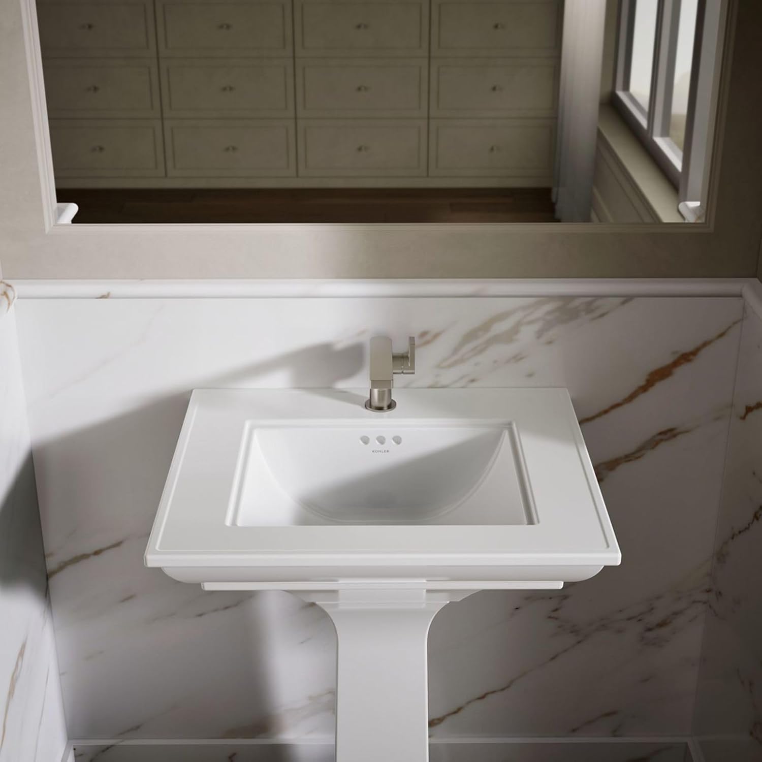 Kohler 2337-8-NY Memoirs® Stately 22-3/4' rectangular drop-in bathroom sink, Dune