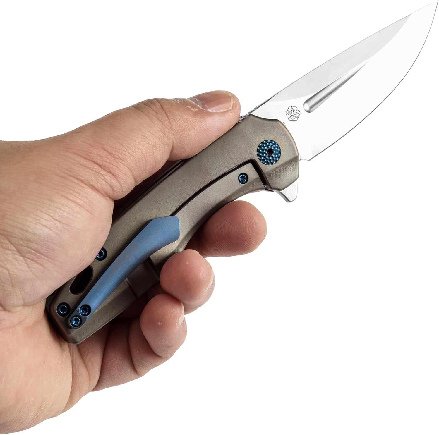 KANSEPT Cassowary Premium Pocket Folding Knives for Men EDC Pocket Knife 2.9'' Satin CPM S35VN Blade Excellent Folding Knife with Bronzed Anodized Titanium Handle EDC K2065A5