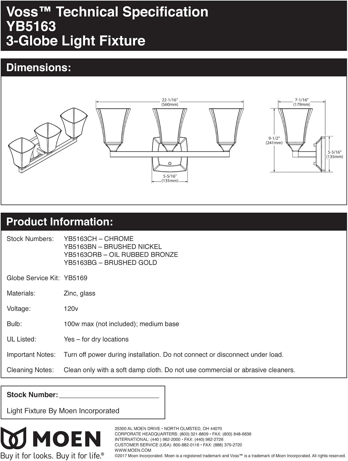 Moen Voss Polished Nickel 3-Light Dual-Mount Bath Bathroom Vanity Fixture with Frosted Glass, YB5163NL
