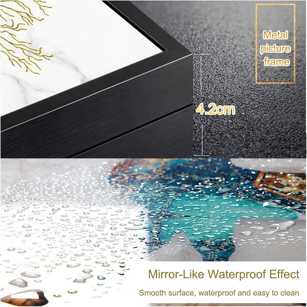 JHDXL Fuse Box Cover, Modern Meter Box Decorative Painting, Peacock Wall Fresco with Metal Picture Frame, for Living Room, Entrance Hall, Corridor(Gold1,50 * 100cm/19.7 * 39.4in)