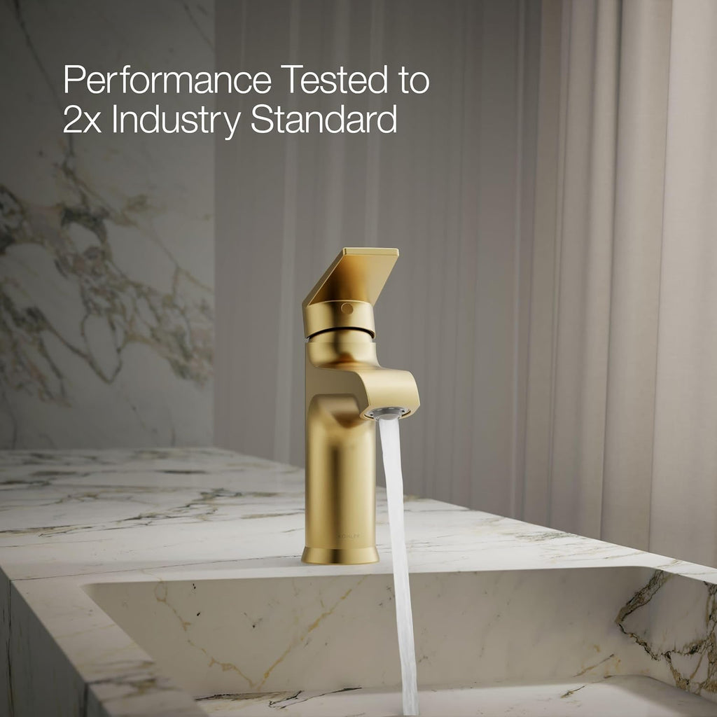 KOHLER K-37894-4-2MB Hint® Centerset Bathroom Sink Faucet, Bathroom Faucets for Sink 3-Hole, 1.2 GPM, Vibrant Brushed Moderne Brass