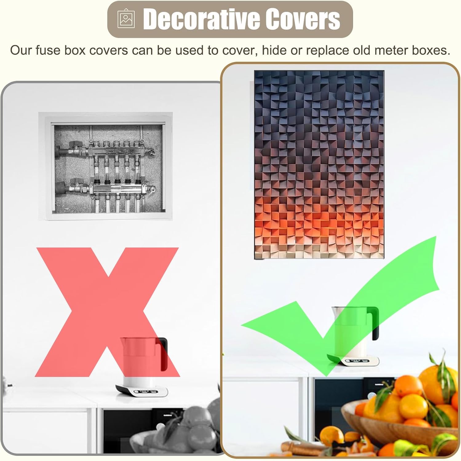 Vertical Breaker Box Decorative Cover Plastic, Artative Electricity Meter Box Cover for Hide Protection Distribution Box, Fuse Box Covers(Style/B,35x45cm(13 3/4x17 3/4'))
