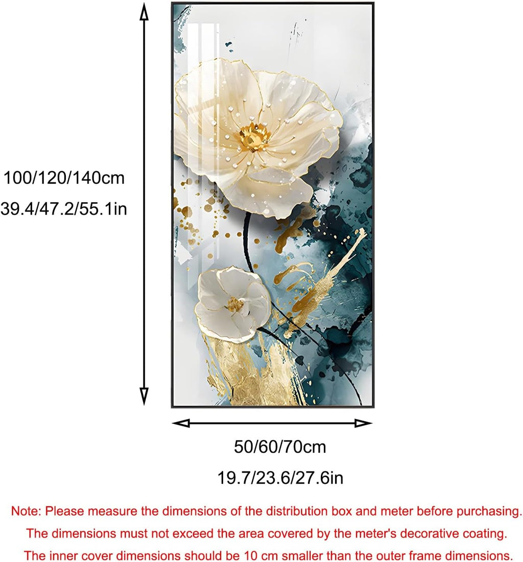JHDXL Electric Meter Box Decorative Painting, Fuse Box Cover Cabinet, Crystal Porcelain Painting, Abstract Art Graphic Design, for Home Room Wall Decoration(Black3,140 * 70cm/55.12 * 27.6in)