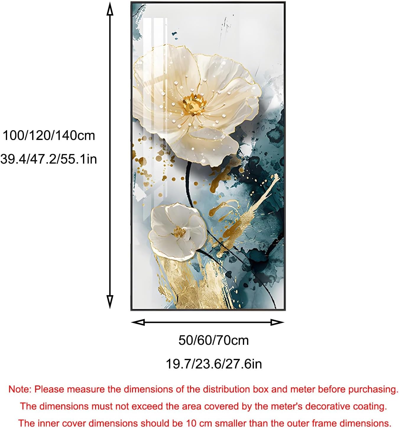 JHDXL Electric Meter Box Decorative Painting, Fuse Box Cover Cabinet, Crystal Porcelain Painting, Abstract Art Graphic Design, for Home Room Wall Decoration(Black1,140 * 70cm/55.12 * 27.6in)