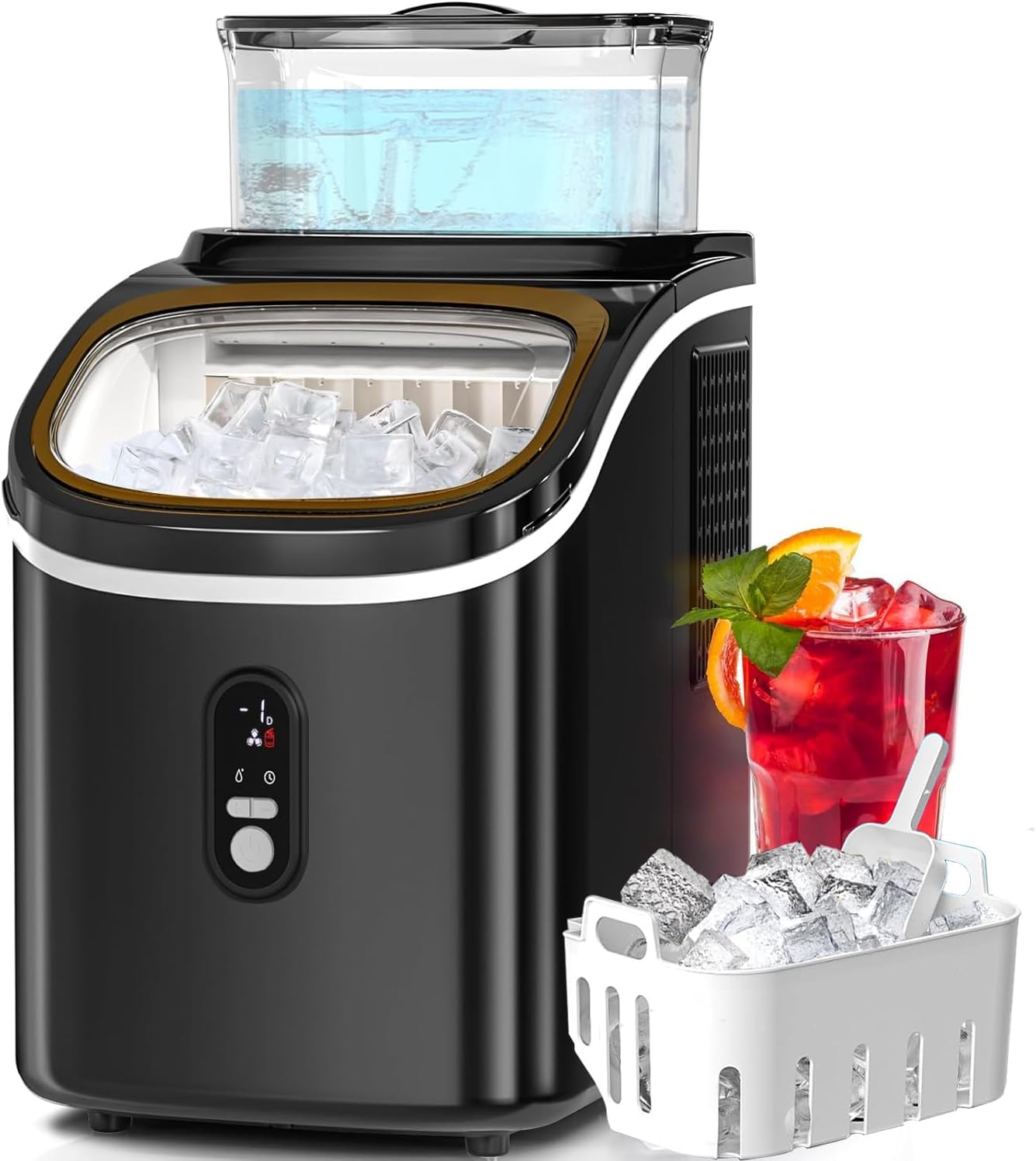 Antarctic Star Countertop Ice Maker Machine, 30lbs/24Hrs, 3 Thickness Ice Cubes, 16Pcs/13 Mins,2 Ways to Add Water, Self-Cleaning Ice Cube Maker w/Basket and Scoop for Home/Kitchen/Camping/RV (Black)