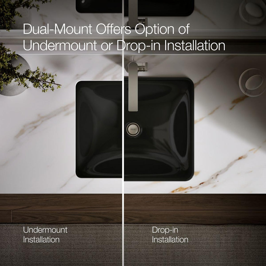 KOHLER 5400-7 Iron Plains Dual-Mount Bathroom Sink, Black