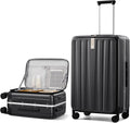Hanke 26 Inch Large Checked Luggage PC Hard Shell Luggage Top Opening Travel Luggage Suitcases with Wheels for Woman Men.(Jet Black)