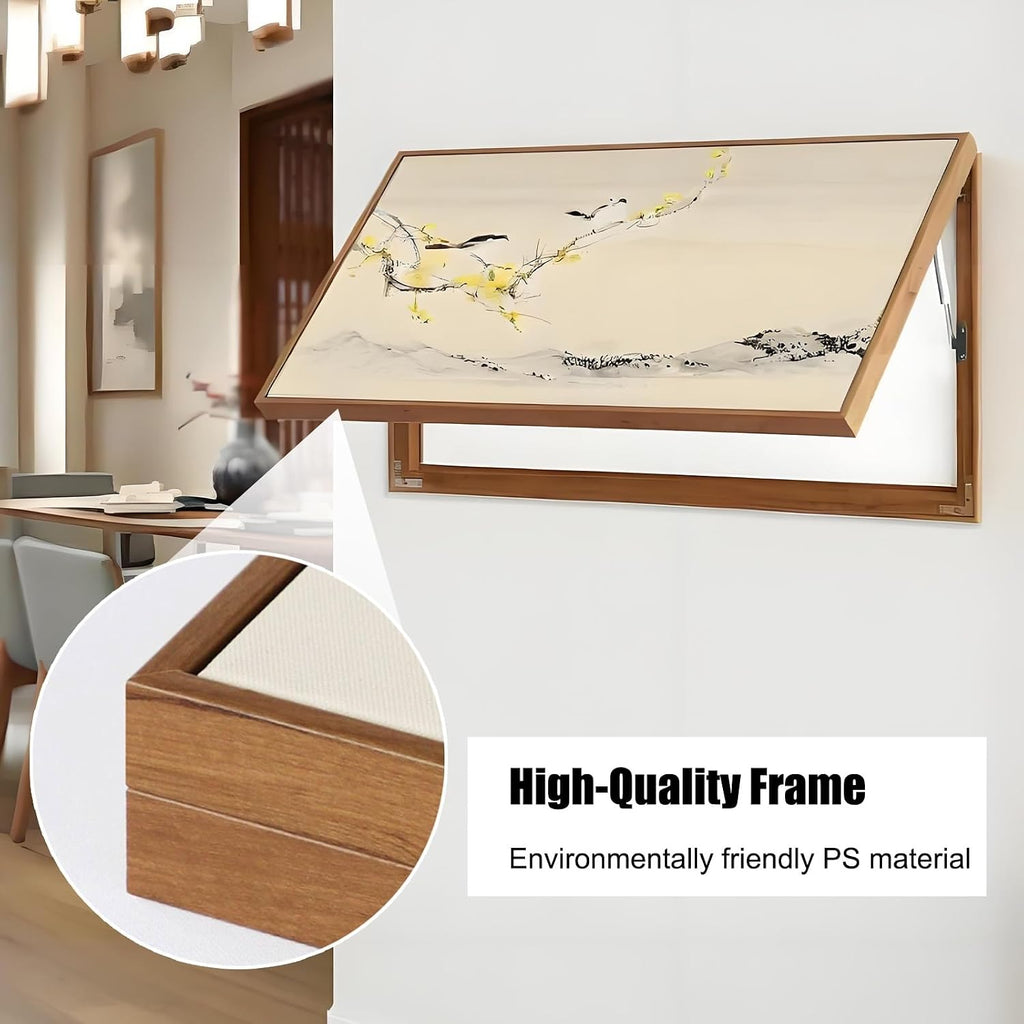 JHDXL Wall Mounted Electrical Panel Cover, Chinese Style Wall Art to Cover, with Hydraulic Rod Support, for Bedroom, Living Room(Black,120 * 60cm/47.2 * 23.6in)