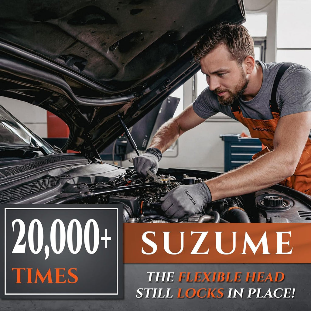 SUZUME 24-Piece Metric and SAE Flex Head Ratcheting Wrench Set & Flex Head Stubby Ratcheting Wrench Set