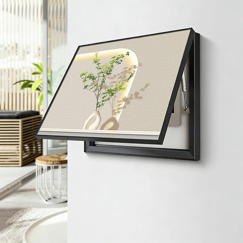 Hidden Electricity Meter Box Decorative Painting, Electrical Panel Cover for Home Decor, Breaker Box Pegboard Protection Cover, Crystal Film Surface(Black 4,60 * 45cm/23.6 * 17.7in)