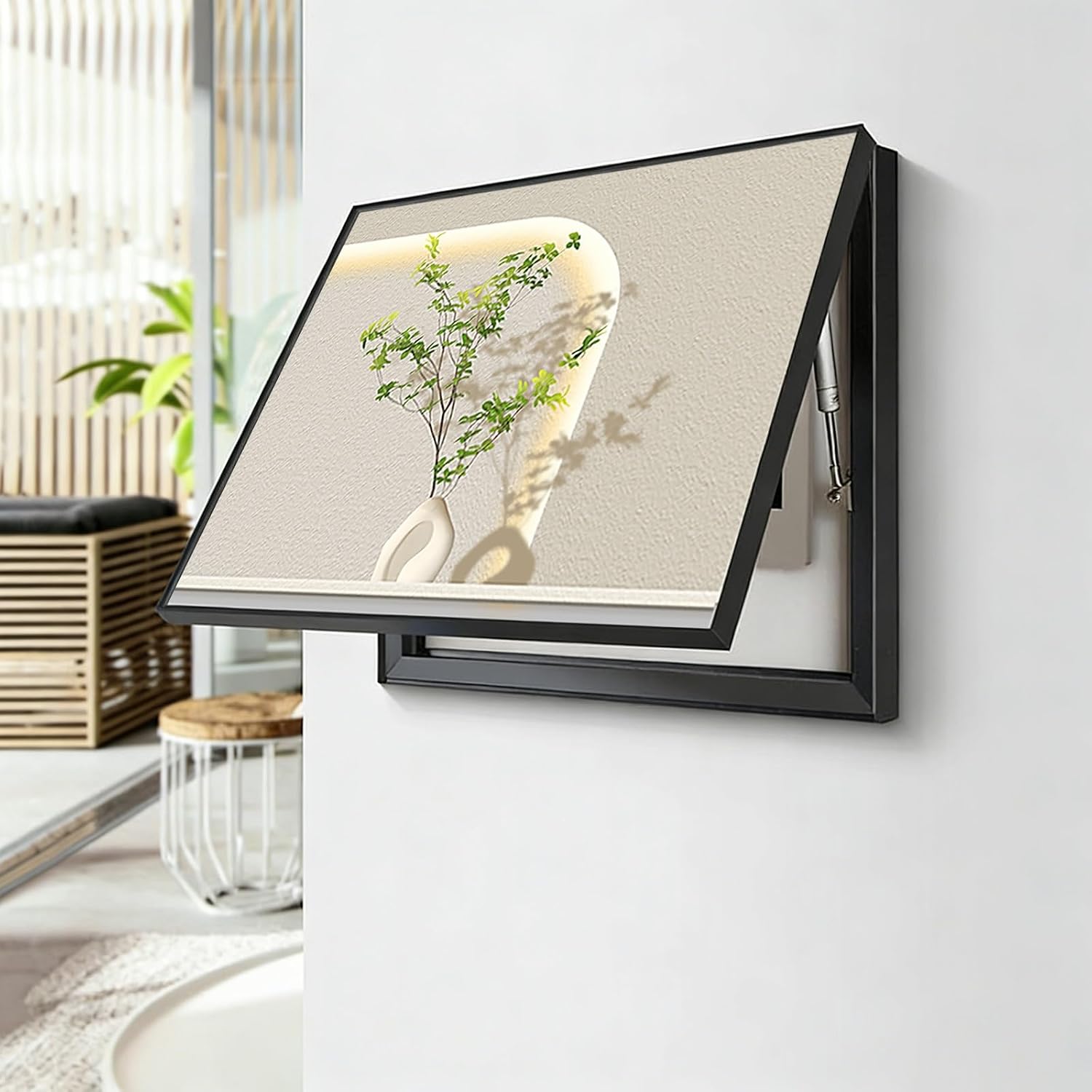 Hidden Electricity Meter Box Decorative Painting, Electrical Panel Cover for Home Decor, Breaker Box Pegboard Protection Cover, Crystal Film Surface(Black 4,60 * 45cm/23.6 * 17.7in)