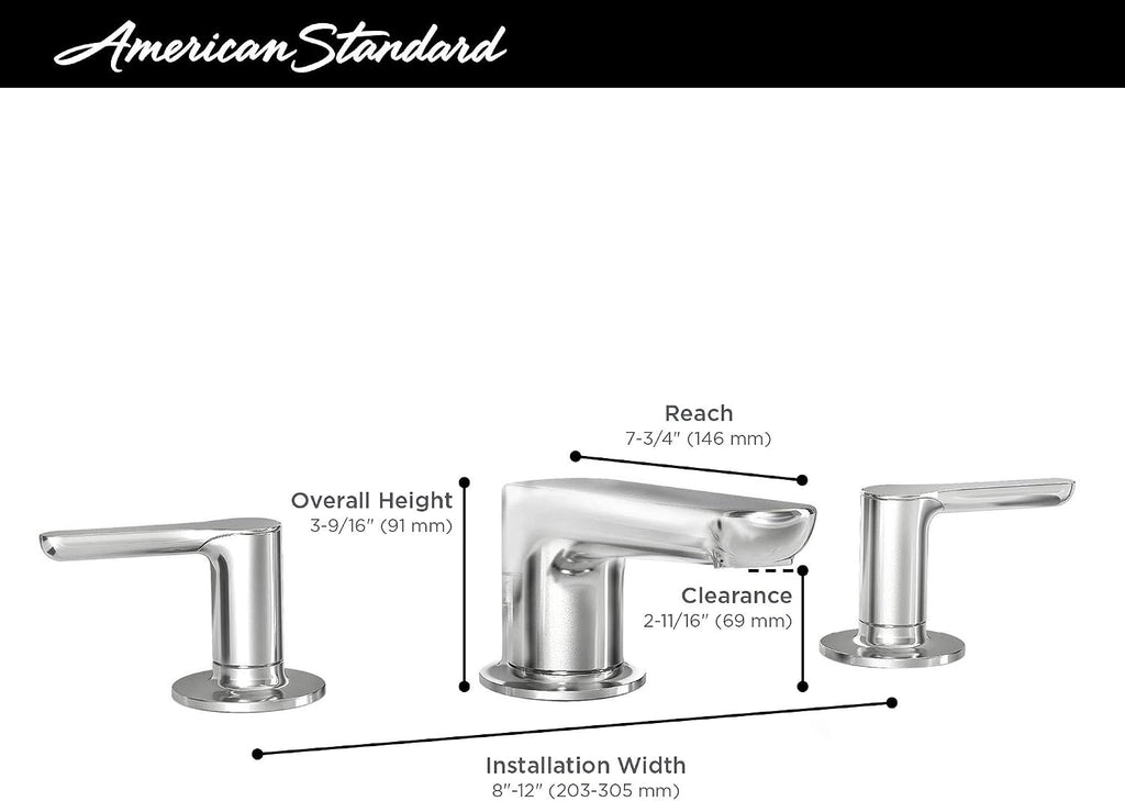 American Standard 7105857.002 Studio S Widespread Low-Spout Faucet with Lever Handles, Polished Chrome