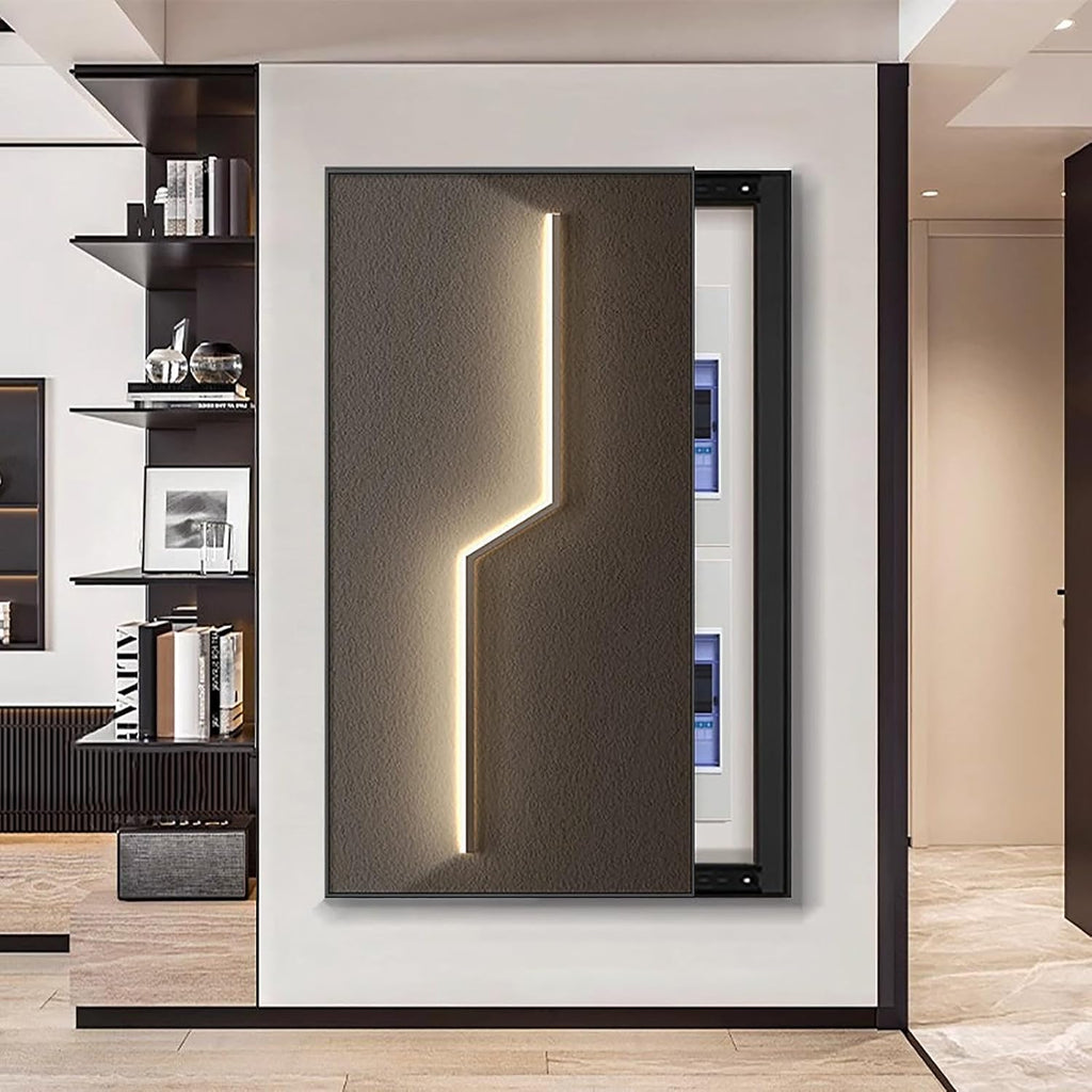 Electric Meter Box Decorative Painting, Wall Mounted Electrical Panel Cover, Fuse Box Covers, Flip or Sliding Design, Simple Install, Easy to Clean(Brown 3,45 * 90cm/17.7 * 35.4in)