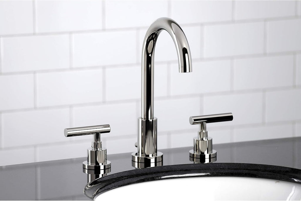 Kingston Brass FSC8929CML Manhattan Widespread Bathroom Faucet with Pop-Up Drain, Polished Nickel